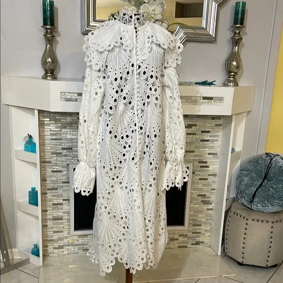 Lace glassy bubble linen wedding ivory gown size XL - Picture 2 of 12